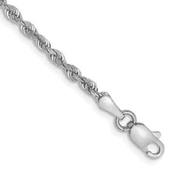 14K White Gold 7 Inch 2.25mm Diamond-cut Quadruple Rope Lobster Clasp Chain Bracelet - Larson Jewelers