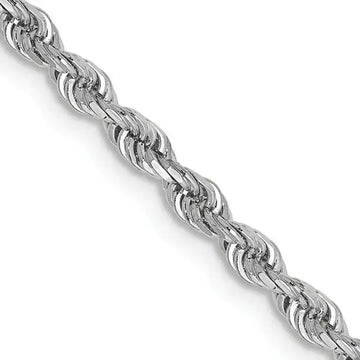 14K White Gold 2.75mm Diamond-cut Quadruple Rope Lobster Clasp Chain Necklace - Larson Jewelers