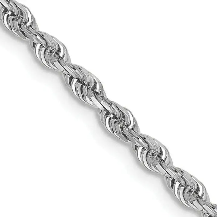 14K White Gold 2.75mm Diamond-cut Quadruple Rope Lobster Clasp Chain Necklace - Larson Jewelers