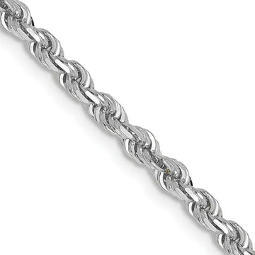 14K White Gold 3mm Diamond-cut Quadruple Rope Lobster Clasp Chain Necklace - Larson Jewelers