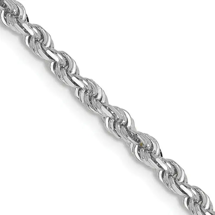 14K White Gold 3mm Diamond-cut Quadruple Rope Lobster Clasp Chain Necklace - Larson Jewelers