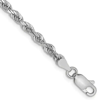 14K White Gold 7 Inch 3.35mm Diamond-cut Quadruple Rope Lobster Clasp Chain Bracelet - Larson Jewelers