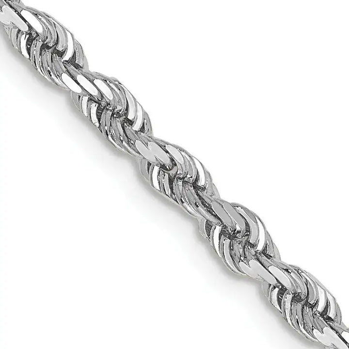 14K White Gold 3.35mm Diamond-cut Quadruple Rope Lobster Clasp Chain Necklace - Larson Jewelers
