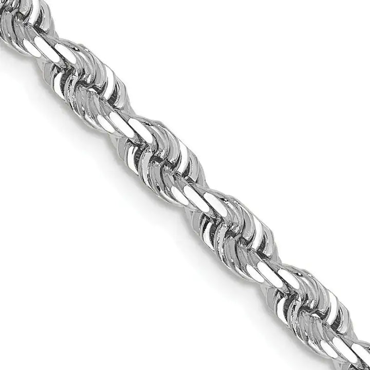 14K White Gold 30 Inch 4mm Diamond-cut Quadruple Rope Lobster Clasp Chain Necklace - Larson Jewelers