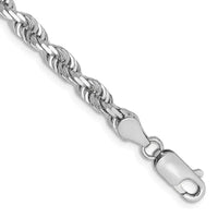 14K White Gold 8 Inch 4.5mm Diamond-cut Quadruple Rope Lobster Clasp Chain Bracelet