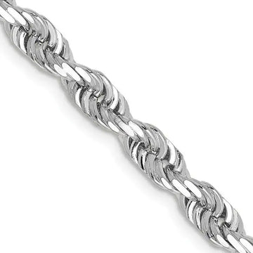 14K White Gold 4.5mm Diamond-cut Quadruple Rope Lobster Clasp Chain Necklace - Larson Jewelers