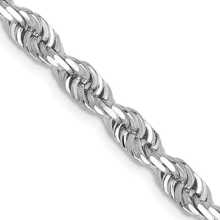 14K White Gold 4.5mm Diamond-cut Quadruple Rope Lobster Clasp Chain Necklace - Larson Jewelers