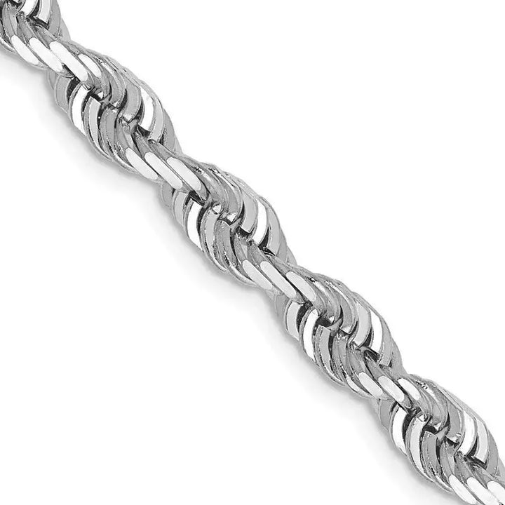 14K White Gold 5mm Diamond-cut Quadruple Rope Lobster Clasp Chain Necklace - Larson Jewelers