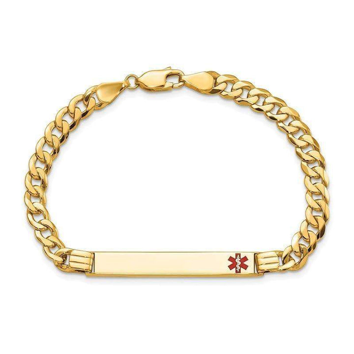 14K Medical Red Enamel Curb Link ID Bracecet - Larson Jewelers