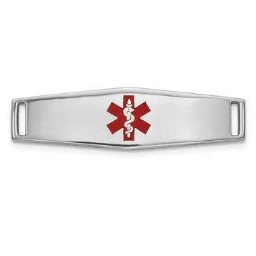 14K WG Epoxy Enameled Medical ID Ctr Soft Diamond Shape Plate # 816 - Larson Jewelers