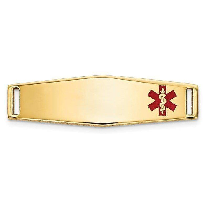 14K Epoxy Enameled Medical ID Off Ctr Soft Diamond Shape Plate # 816 - Larson Jewelers