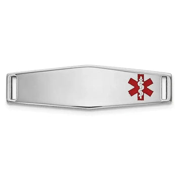 14K WG Epoxy Enameled Medical ID Off Ctr Soft Diamond Shape Plate # 816 - Larson Jewelers