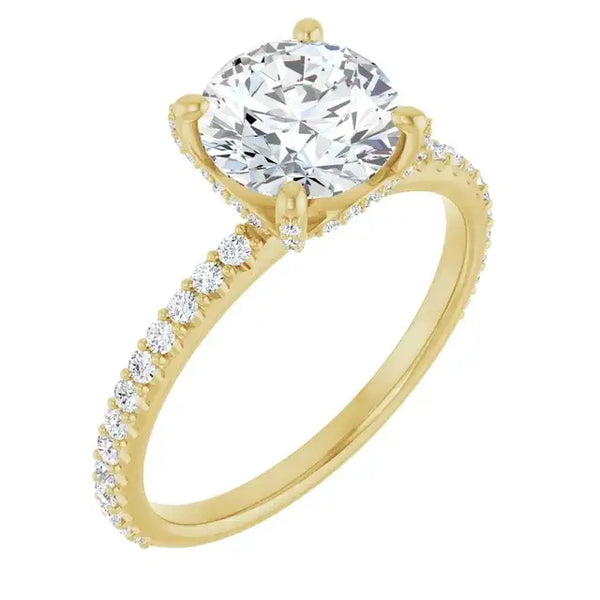 DAVITA 18K Yellow Gold Hidden Halo Round Lab Grown Diamond Engagement Ring - Larson Jewelers