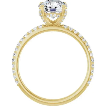 DAVITA 18K Yellow Gold Hidden Halo Round Lab Grown Diamond Engagement Ring - Larson Jewelers