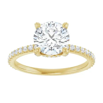 DAVITA 18K Yellow Gold Hidden Halo Round Lab Grown Diamond Engagement Ring - Larson Jewelers