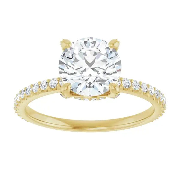 DAVITA 18K Yellow Gold Hidden Halo Round Lab Grown Diamond Engagement Ring - Larson Jewelers