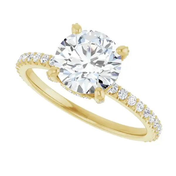DAVITA 14K Yellow Gold Hidden Halo Round Lab Grown Diamond Engagement Ring - Larson Jewelers