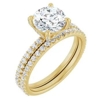 DAVITA 18K Yellow Gold Hidden Halo Round Lab Grown Diamond Engagement Ring - Larson Jewelers