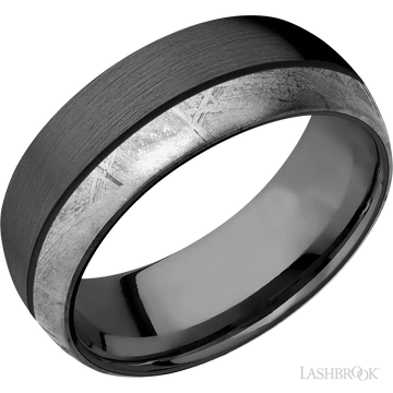 Domed Zirconium with Satin Finish and Meteorite Inlay - 8MM - Larson Jewelers