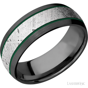 Zirconium Band with Satin Finish and Meteorite Inlay - 8MM - Larson Jewelers