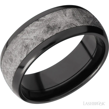 Zirconium with Polish Finish and Meteorite Inlay - 8MM - Larson Jewelers