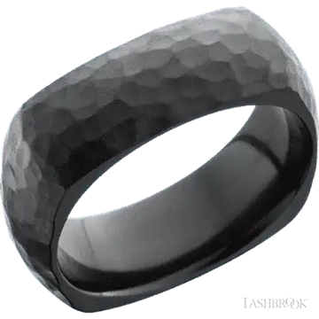 ARASHI Domed Black Titanium Hammered Ring by Lashbrook Designs - 8mm - Larson Jewelers