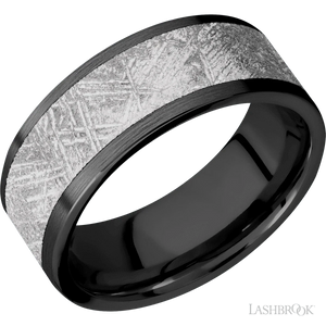 Zirconium with Satin Finish and Meteorite Inlay - 8 MM - Larson Jewelers