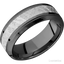 High Bevel Zirconium Band with Polish , Polish Finish and Meteorite Inlay - 8MM - Larson Jewelers