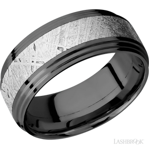 Zirconium with Polish Finish and Meteorite Inlay - 9MM - Larson Jewelers