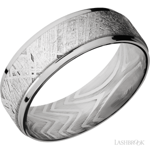 Titanium with Polish Finish and Meteorite Inlay and Zebra - 7MM - Larson Jewelers