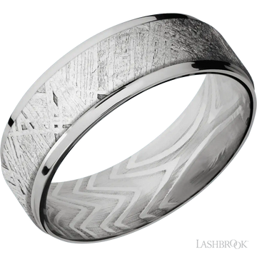 Titanium with Polish Finish and Meteorite Inlay and Zebra - 7MM - Larson Jewelers