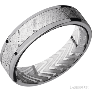 Tantalum with Polish Finish and Meteorite Inlay and Zebra - 6MM - Larson Jewelers