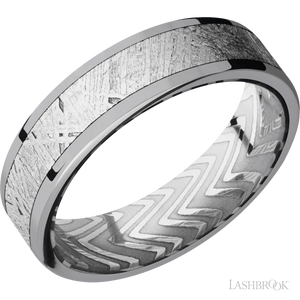 Tantalum with Polish Finish and Meteorite Inlay and Zebra - 6MM - Larson Jewelers