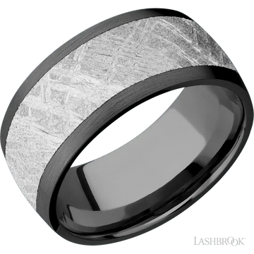 Zirconium with Satin Finish and Meteorite Inlay - 10MM - Larson Jewelers