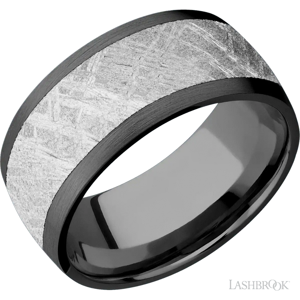Zirconium with Satin Finish and Meteorite Inlay - 10MM - Larson Jewelers