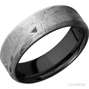 Meteorite with None Finish and Zirconium - 7MM - Larson Jewelers