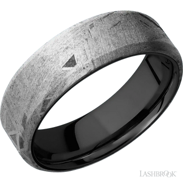 Meteorite with None Finish and Zirconium - 7MM - Larson Jewelers