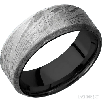 Meteorite with None Finish and Zirconium - 8MM - Larson Jewelers